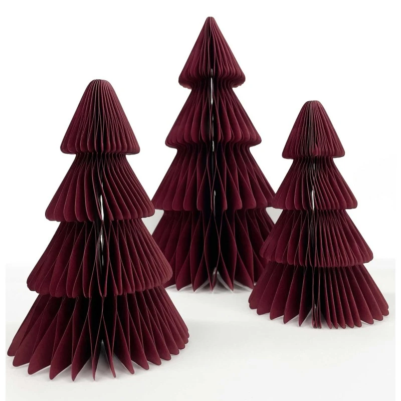 Red Christmas Tree Honeycomb Centrepiece 20cm 2 Red Christmas Tree Honeycomb Centrepiece 20cm - Image 2