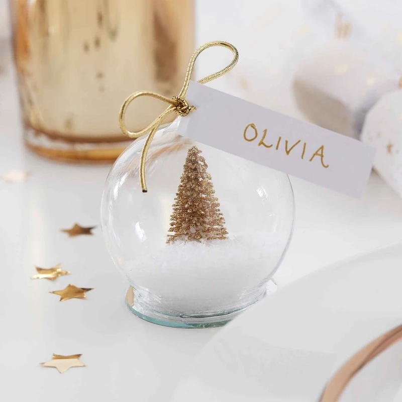 Christmas Gold Glitter Globe Place Card Holders 4 Pk 2 Christmas Gold Glitter Globe Place Card Holders 4 Pk - Image 2