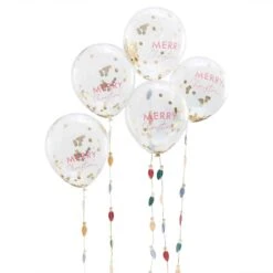 Christmas Merry Everything Confetti Latex Balloons 30cm 5 Pk