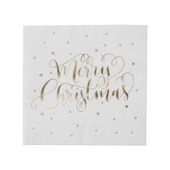 Merry Christmas Metallic Star Lunch Napkins 20 Pk
