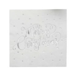 Merry Christmas Metallic Stars Lunch Napkins 20 Pk