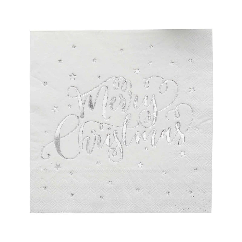 Merry Christmas Metallic Stars Lunch Napkins 20 Pk 1 Merry Christmas Metallic Stars Lunch Napkins 20 Pk