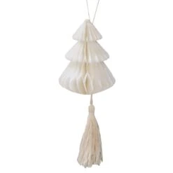 Christmas Tree Nordic Noel Honeycomb Hanging Decorations 4 Pk