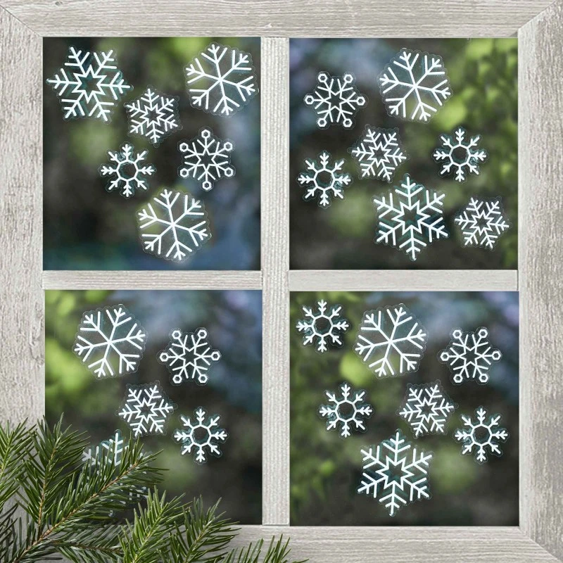 Snowflake Rustic Christmas Window Stickers 24 Pk 2 Snowflake Rustic Christmas Window Stickers 24 Pk - Image 2