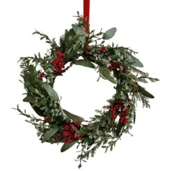 Rustic Red Christmas Wreath Door Decoration 45cm