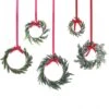 Rustic Red Christmas Mini Foliage Wreath Hanging Decorations 5 Pk