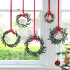 Rustic Red Christmas Mini Foliage Wreath Hanging Decorations 5 Pk -Decorations Shop RUS.146 1 800x800 1