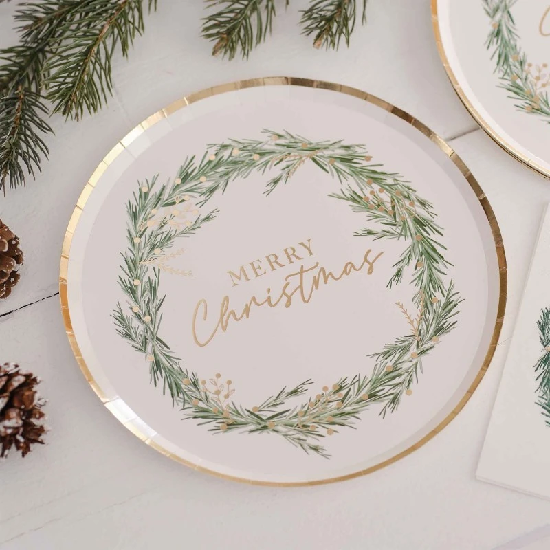 Merry Christmas Rustic Red Christmas Dinner Plates 25cm 8 Pk 2 Merry Christmas Rustic Red Christmas Dinner Plates 25cm 8 Pk - Image 2