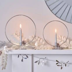 Christmas Silver Glitter Candle Holders 2 Pk -Decorations Shop SIL.423 1 800x800 1