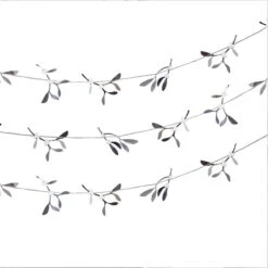Christmas Silver Glitter Mistletoe Garland 5m