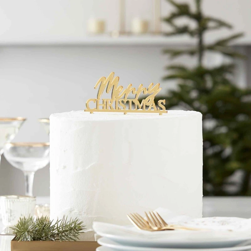 Christmas Gold Touch Of Sparkle Cake Topper 11cm X 13cm 2 Christmas Gold Touch Of Sparkle Cake Topper 11cm X 13cm - Image 2