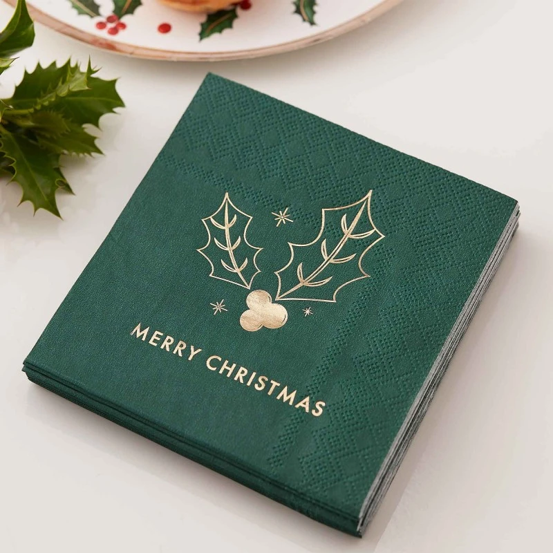 Christmas Traditional Touches Beverage Napkins 12.5cm X 12.5cm 16 Pk 2 Christmas Traditional Touches Beverage Napkins 12.5cm X 12.5cm 16 Pk - Image 2