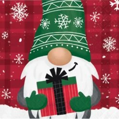 Christmas Holiday Gnomes Beverage Napkins 16 Pk