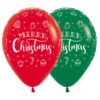 Fashion Red & Green Wreath Merry Christmas Latex Balloons 30cm Pack Of 12