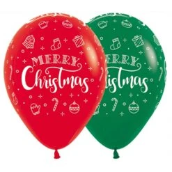 Fashion Red & Green Wreath Merry Christmas Latex Balloons 30cm Pack Of 12
