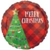 Merry Christmas Christmas Tree Plaid Round Foil Balloon 45cm