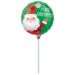 Merry Christmas Smiley Santa Round Foil Balloon 10cm