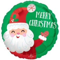 Merry Christmas Smiley Santa Round Foil Balloon