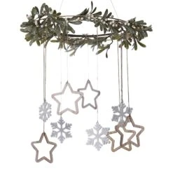 Christmas Mistletoe & Snowflakes Nordic Noel Pampas Hoop Garland 5 Christmas Mistletoe & Snowflakes Nordic Noel Pampas Hoop Garland -Decorations Shop christmas garland 4