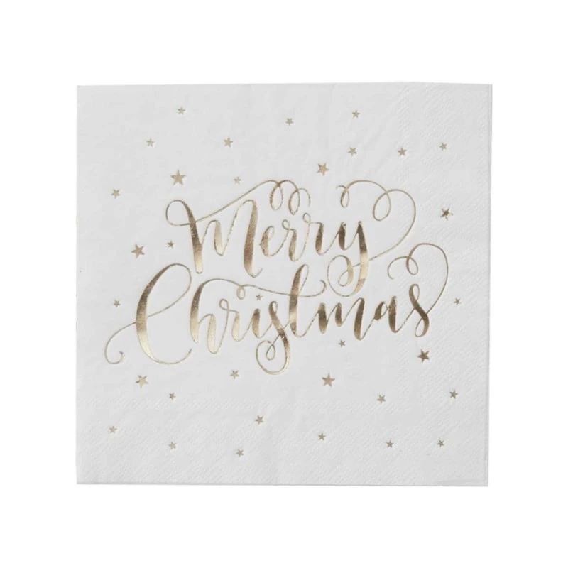 Merry Christmas Metallic Star Lunch Napkins 20 Pk 3 Merry Christmas Metallic Star Lunch Napkins 20 Pk - Image 3