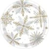 Christmas Shining Snowflakes Round Lunch Plates 17cm 8 Pk