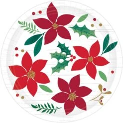 Christmas Wishes Round Lunch Plates 17cm 8 Pk