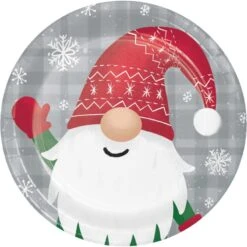 Christmas Holiday Gnomes Lunch Plates 18cm 8 Pk