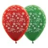Teardrop Metallic Red & Green Snowflakes Merry Christmas Latex Balloons 30cm Pack Of 25