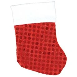 Christmas Mini Red Fabric Stockings With Sequins 15cm Pack Of 6