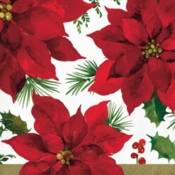 Christmas Red Posh Poinsettia Beverage Napkins 16 Pk