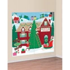 Christmas Santa's Workshop Add On Wall Scene Setters Pack Of 2