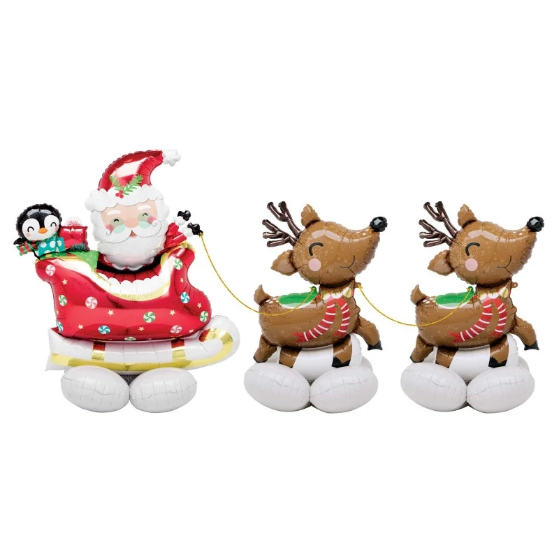 Christmas Santa And Reindeers AirLoonz Decor Kit Shaped Balloon 251cm X 129cm 1 Christmas Santa And Reindeers AirLoonz Decor Kit Shaped Balloon 251cm X 129cm