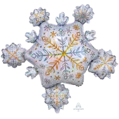 Christmas SuperShape Holographic Shining Snowflakes Cluster Shaped Balloon 81cm X 76cm