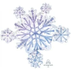 Christmas SuperShape Holographic Snowflake Cluster Shaped Balloon 80cm X 75cm