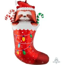 Christmas SuperShape Sloth Stocking Shaped Balloon 63cm X 78cm