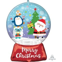SuperShape Snow Globe Merry Christmas Shaped Balloon 50cm X 68cm