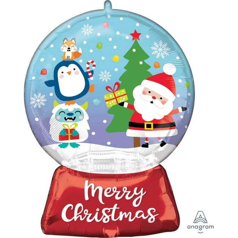 SuperShape Snow Globe Merry Christmas Shaped Balloon 50cm X 68cm 1 SuperShape Snow Globe Merry Christmas Shaped Balloon 50cm X 68cm