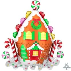Christmas SuperShape XL Gingerbread House Shaped Balloon 71cm X 76cm