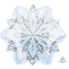 White & Silver Christmas Junior Holographic Snowflake Shaped Balloon 46cm