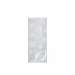 Christmas White Snowflakes Small Cello Loot Favour Bags 24cm X 10cm Pack Of 20