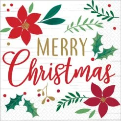 Christmas Wishes Merry Christmas Lunch Napkins 33cm X 33cm Pack Of 16