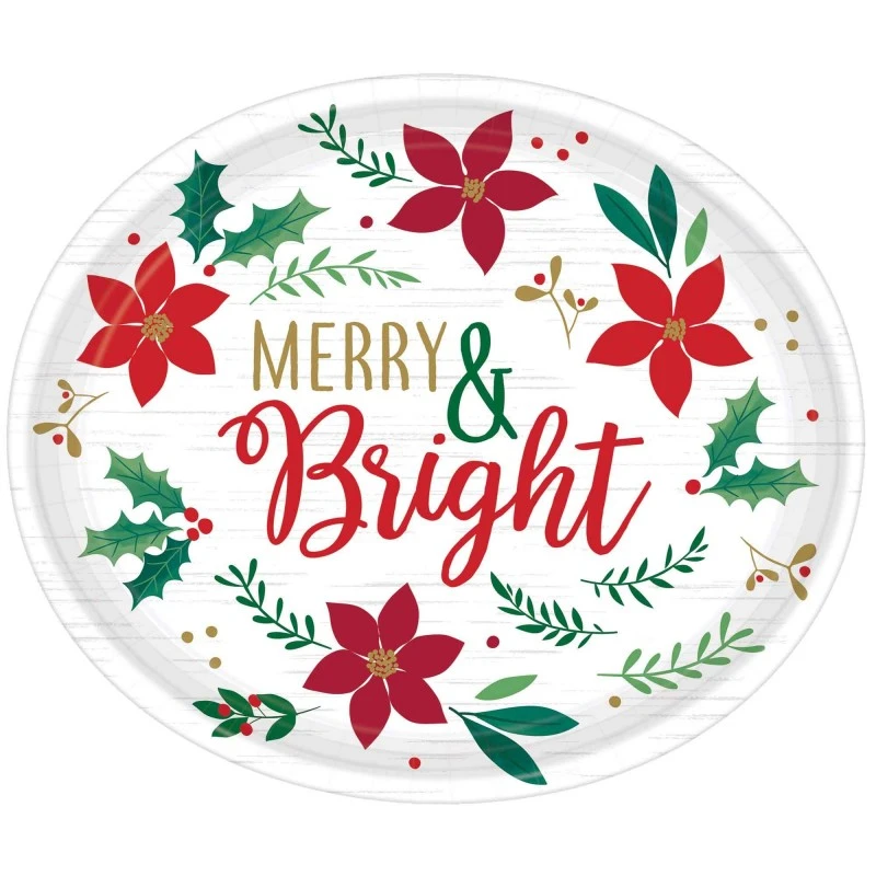 Merry & Bright Christmas Wishes Oval Banquet Plates 30cm 8 Pk 1 Merry & Bright Christmas Wishes Oval Banquet Plates 30cm 8 Pk