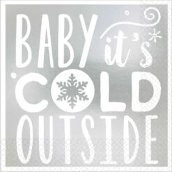 Christmas Baby It's Cold Outside Beverage Napkins 25cm X 25cm Pack Of 16