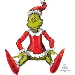 Christmas CI: Multi-Balloon Dr Seuss Sitting Santa Grinch Foil Balloon 48cm X 60cm
