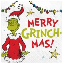 Christmas Dr. Seuss The Grinch Merry Grinchmas! Beverage Napkins Pack Of 16