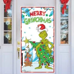 Christmas Dr Seuss The Grinch Merry Grinchmas Door Decoration 85cm X 165cm