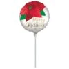 Merry Christmas Poinsettia Round Foil Balloon 10cm