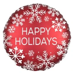 Christmas Happy Holidays Nordic Snowflake Satin Round Foil Balloon 45cm