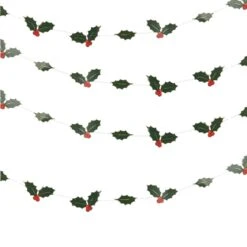Christmas Traditional Touches Foiled Holly Garland 5m -Decorations Shop office party garland 2