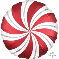 Sangria Red Christmas Standard XL Candy Cane Swirls Foil Balloon 45cm